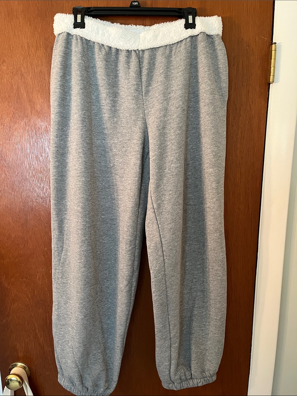 No Boundaries Heather Gray Joggers with White Sherpa Waistband